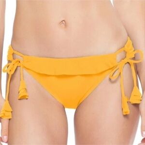 BECCA Bikini Bottom NWOT Loop Tie Side Hipster Goldie Yellow Size XS